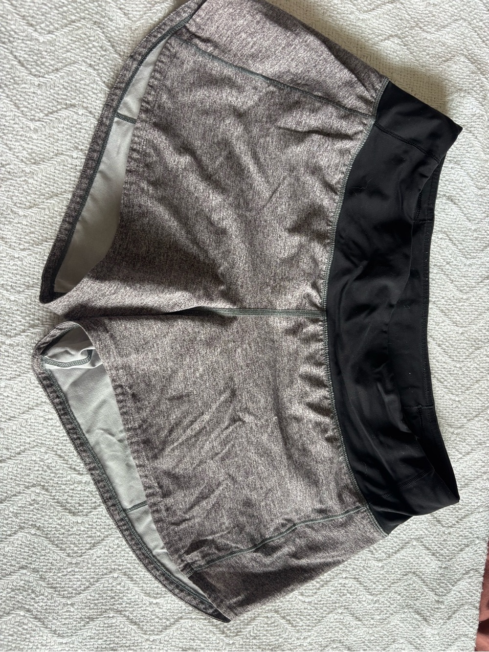lululemon athletica Heather Gray Athletic Shorts with Black Waistband